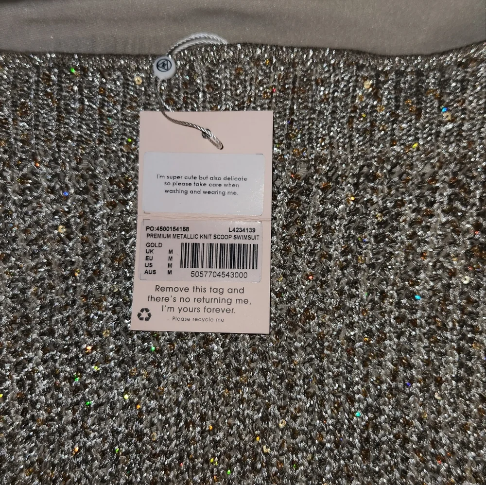 PRICE DROP! LIMITED TIME NWT!! MISSGUIDED PREMIUM METALLIC KNIT SCOOP SWIMSUIT ! - Picture 3 of 3